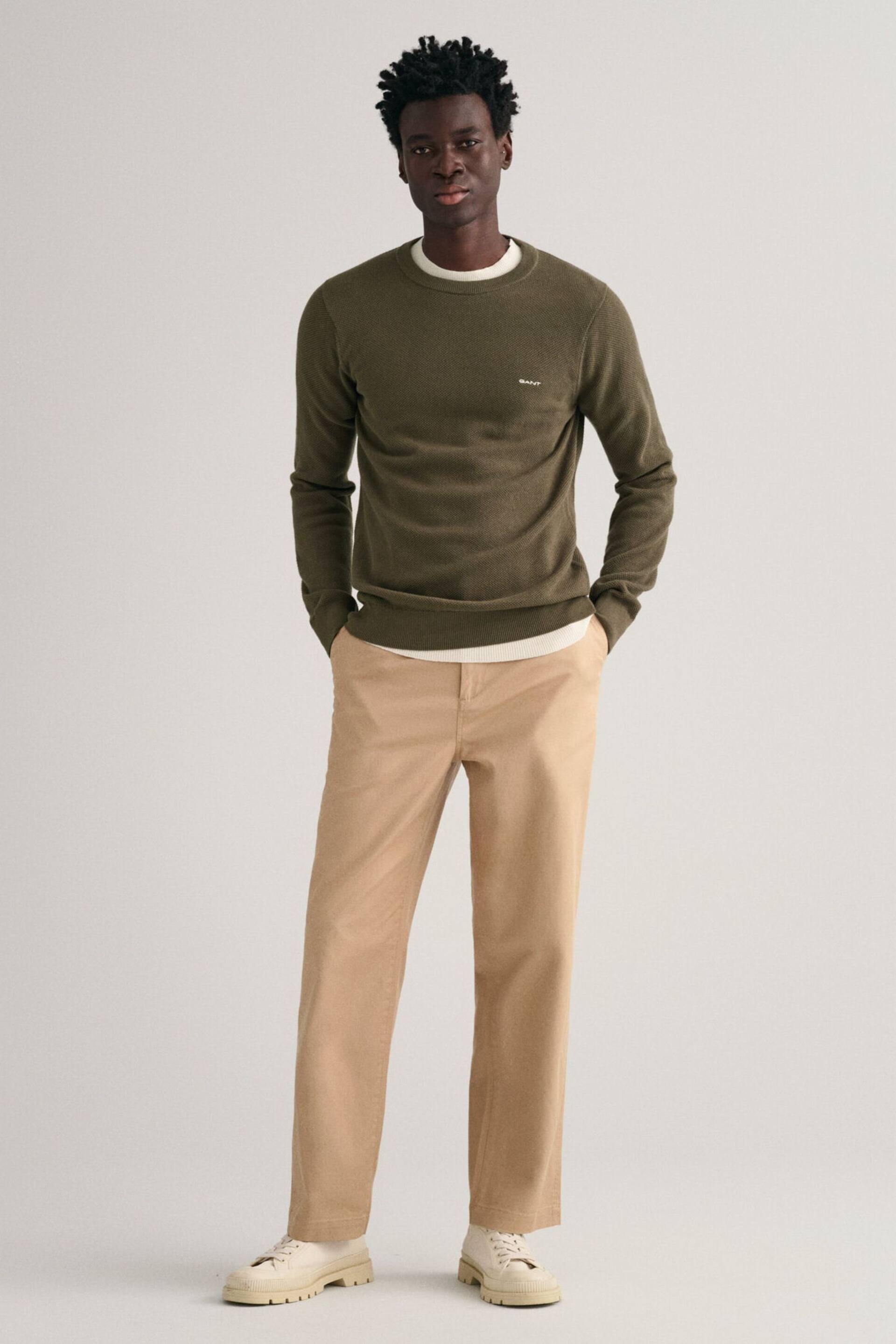 GANT Melange Cotton Pique Crew Neck Jumper - Image 1 of 1