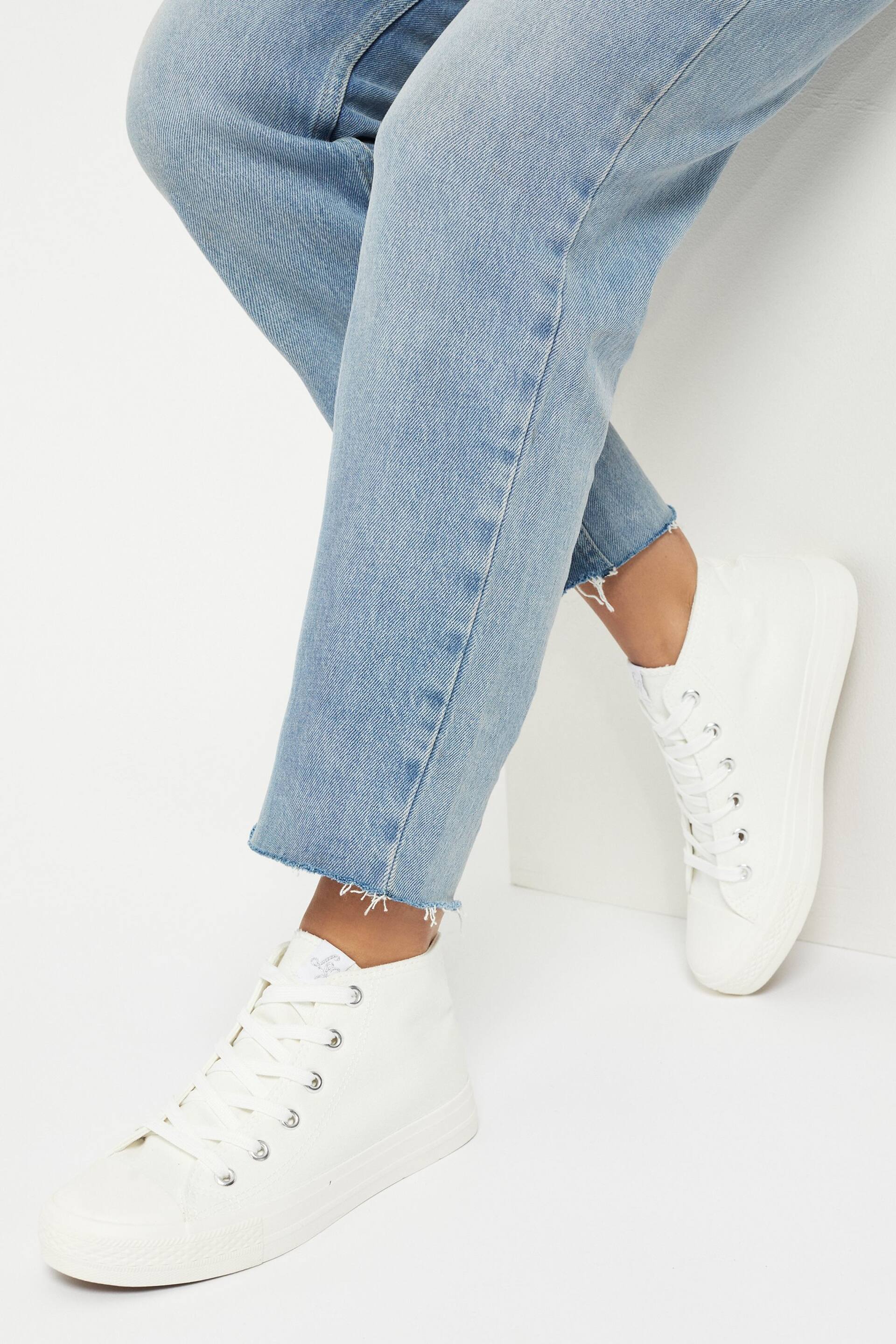 Lipsy White Flat High Top Lace Up Flatform Trainer - Image 1 of 1