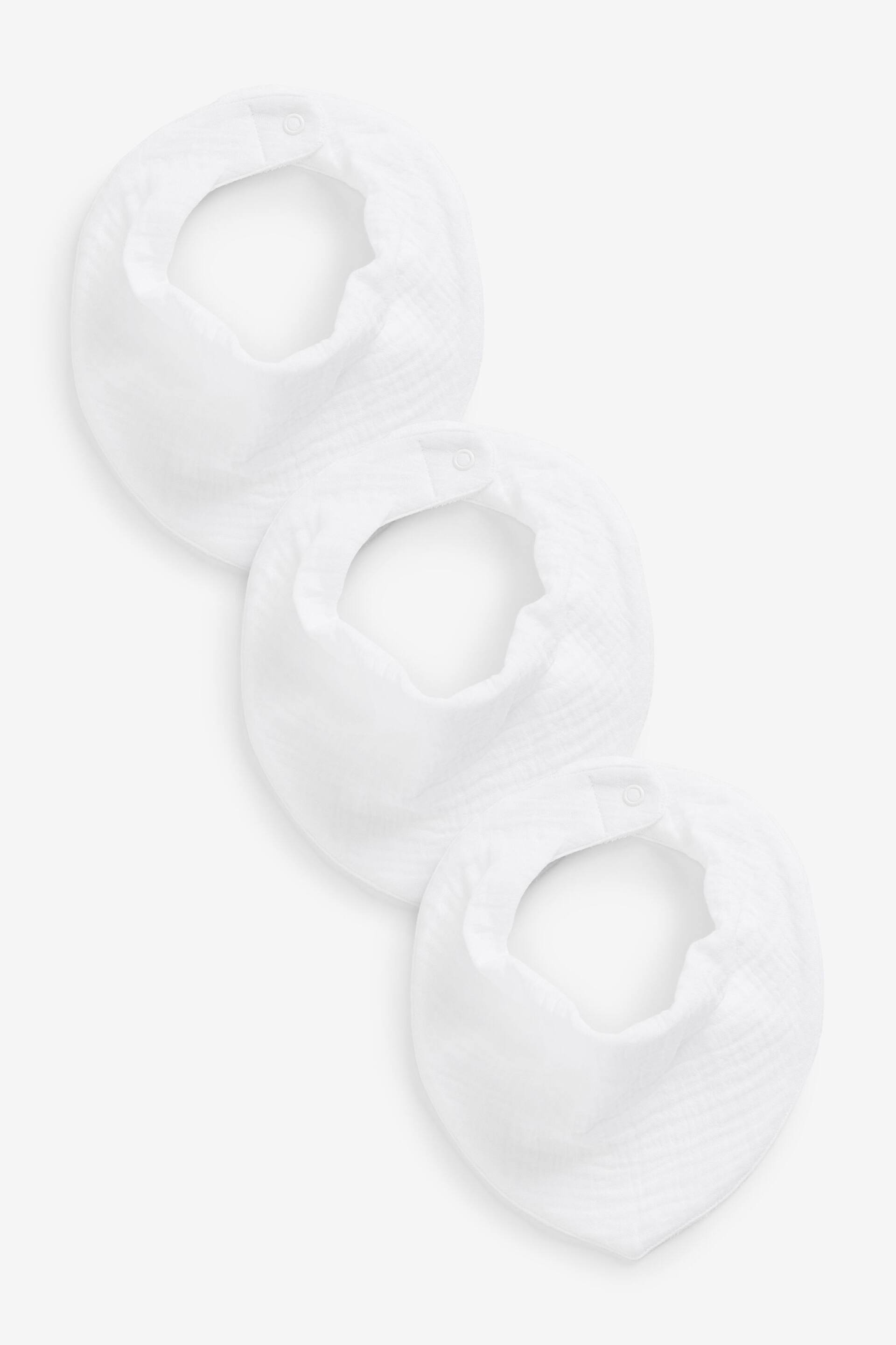 White Muslin Baby Dribble Bibs 3 Pack - Image 1 of 1
