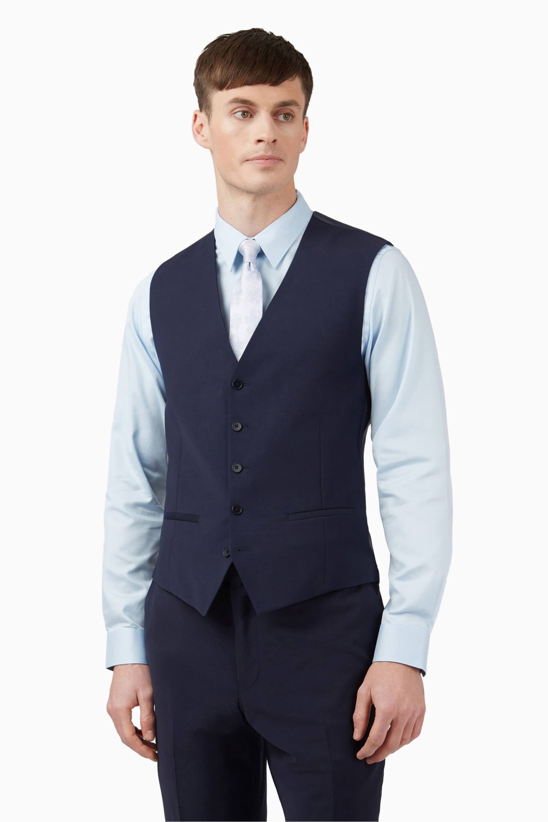 Ted Baker Navy Blue Premium Panama Suit Waistcoat - Image 1 of 4