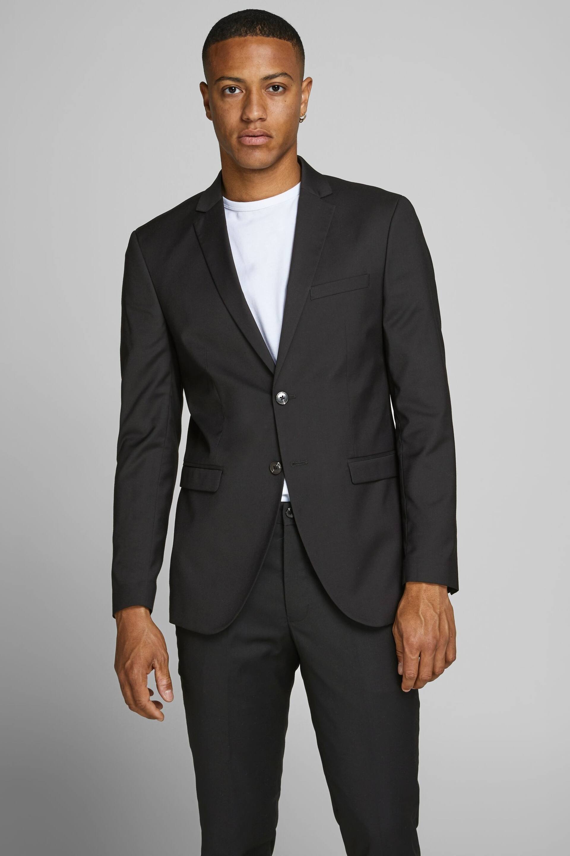 JACK & JONES Black Slim Fit One Button Suit Blazer - Image 1 of 4