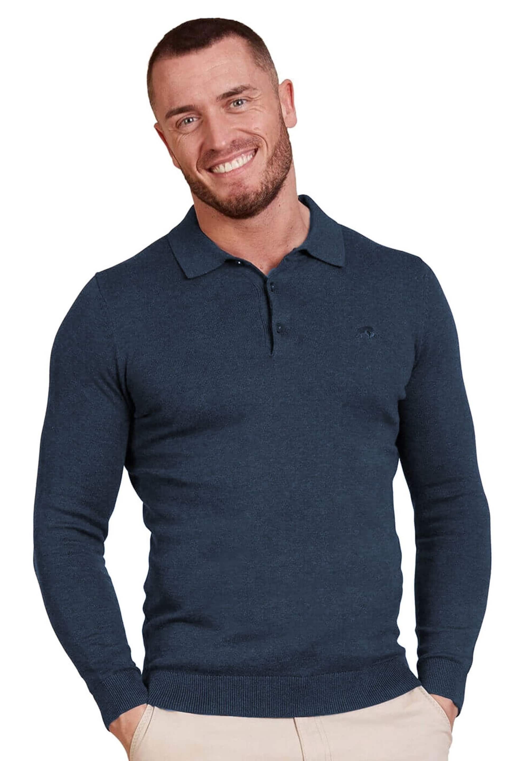 Raging Bull Long Sleeve Knitted Polo - Image 1 of 5