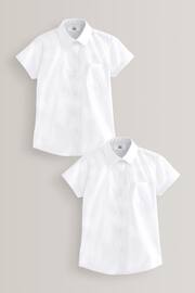 White Regular Fit 2 Pack Short Sleeve School Shirts (3-18yrs) - Image 1 of 6