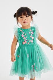 Teal Blue Mesh Party Dress (3mths-8yrs) - Image 1 of 6