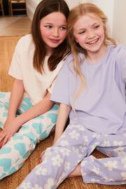 Purple Lilac Blue Daisy Heart Pyjamas 2 Packs (3-16yrs) - Image 1 of 11