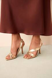 Gold Signature Leather Asymmetric Sandals - Image 3 of 9