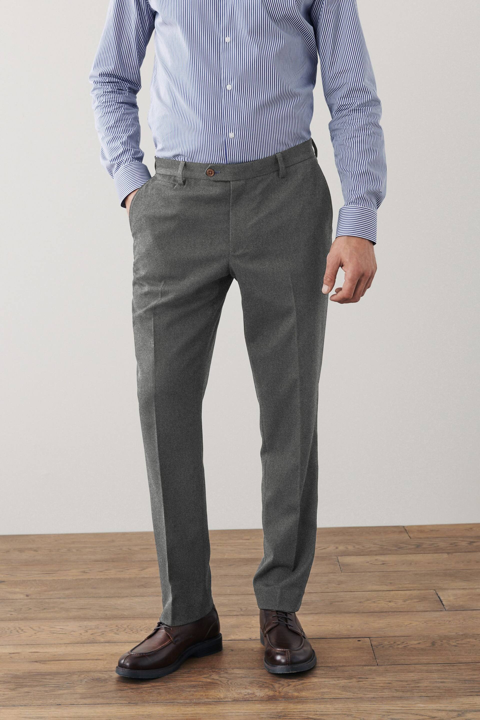 Grey Tailored Trimmed Donegal Fabric Suit: Trousers - Image 1 of 9