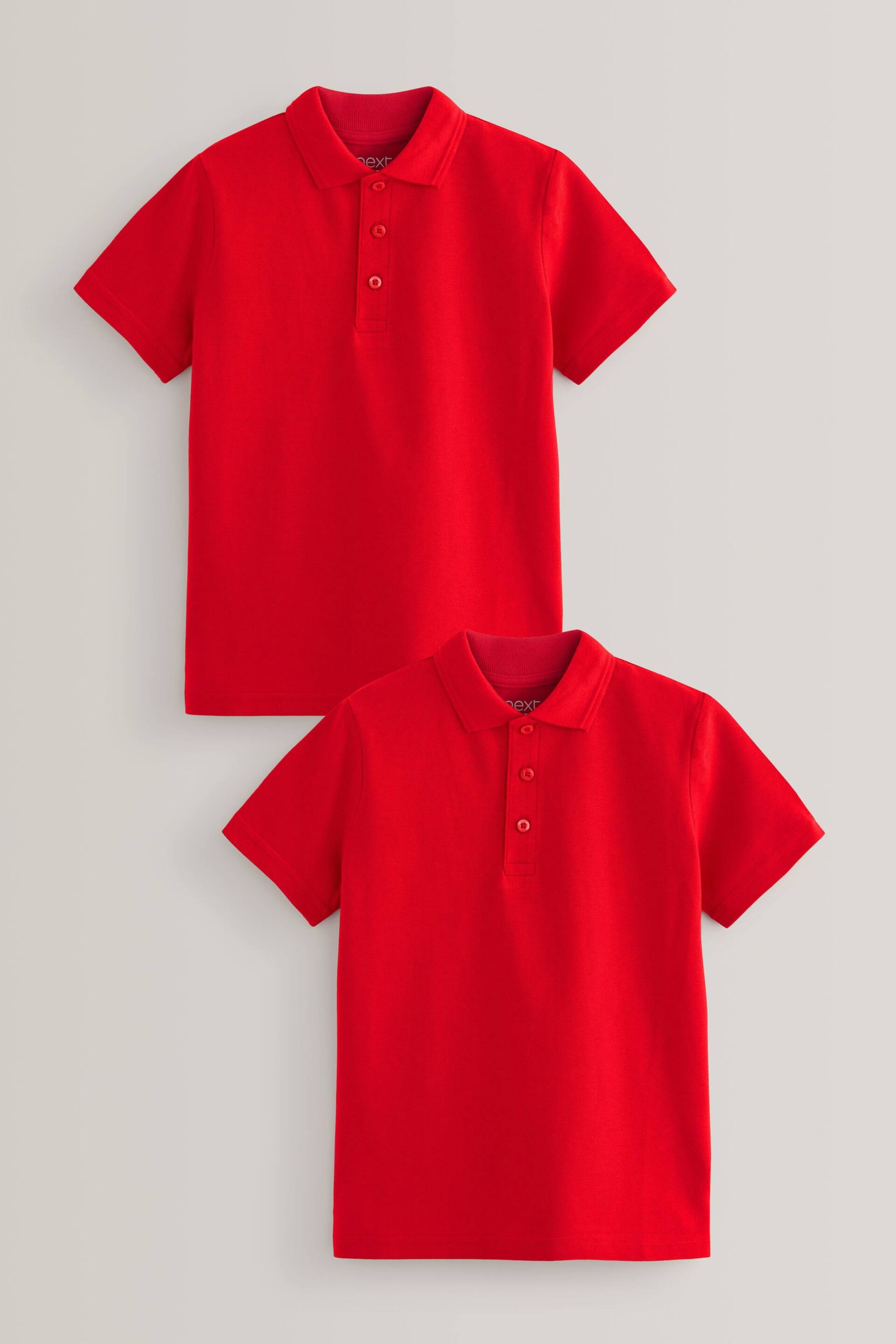 Red 2 Pack Cotton School Polo Shirts (3-16yrs) - Image 1 of 3