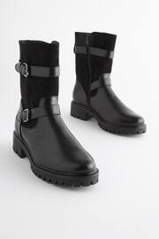 Black Regular/Wide Fit Forever Comfort® Buckle Biker Boots - Image 1 of 7