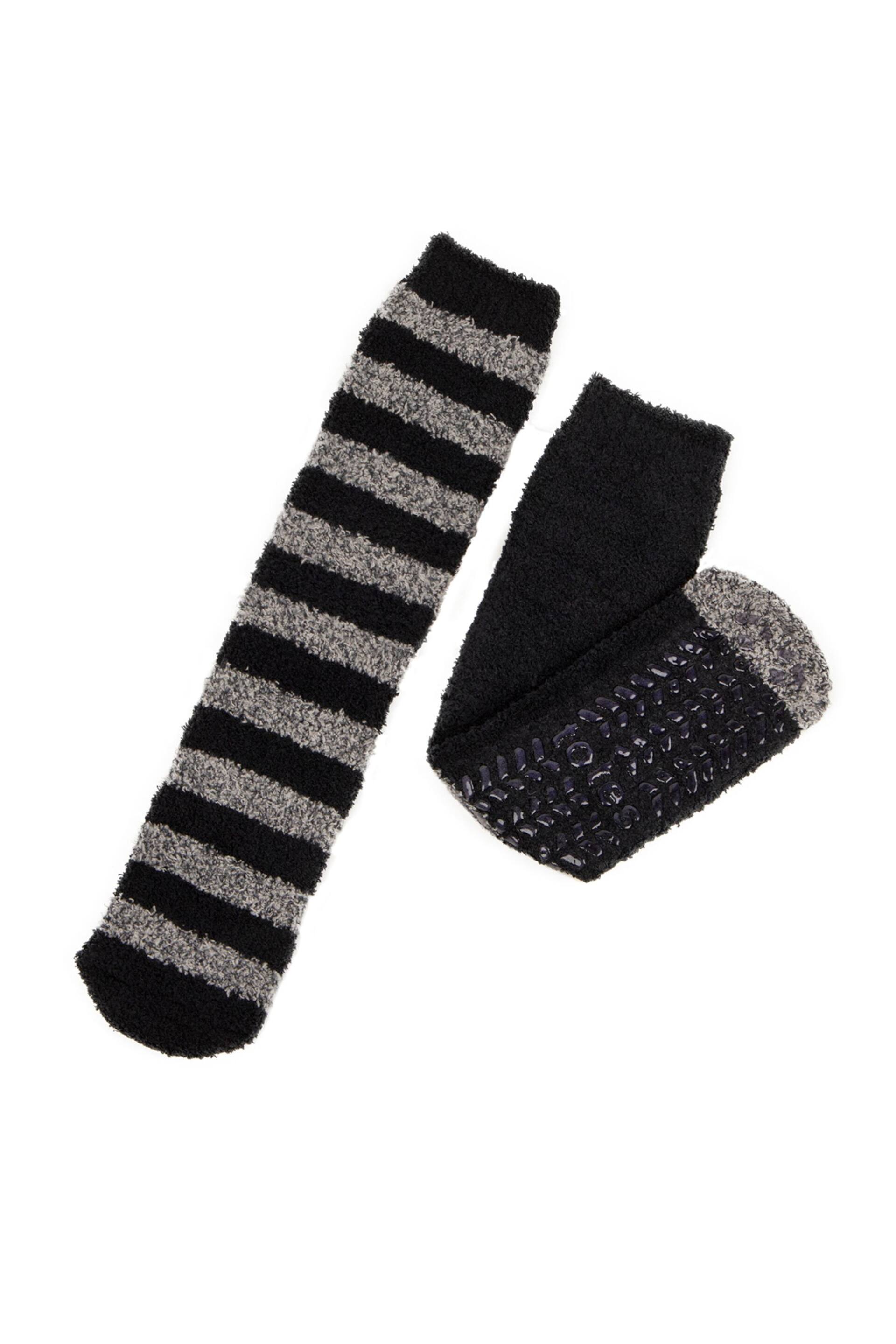Totes Grey and Black Mens Supersoft Socks Twin Pack - Image 1 of 4