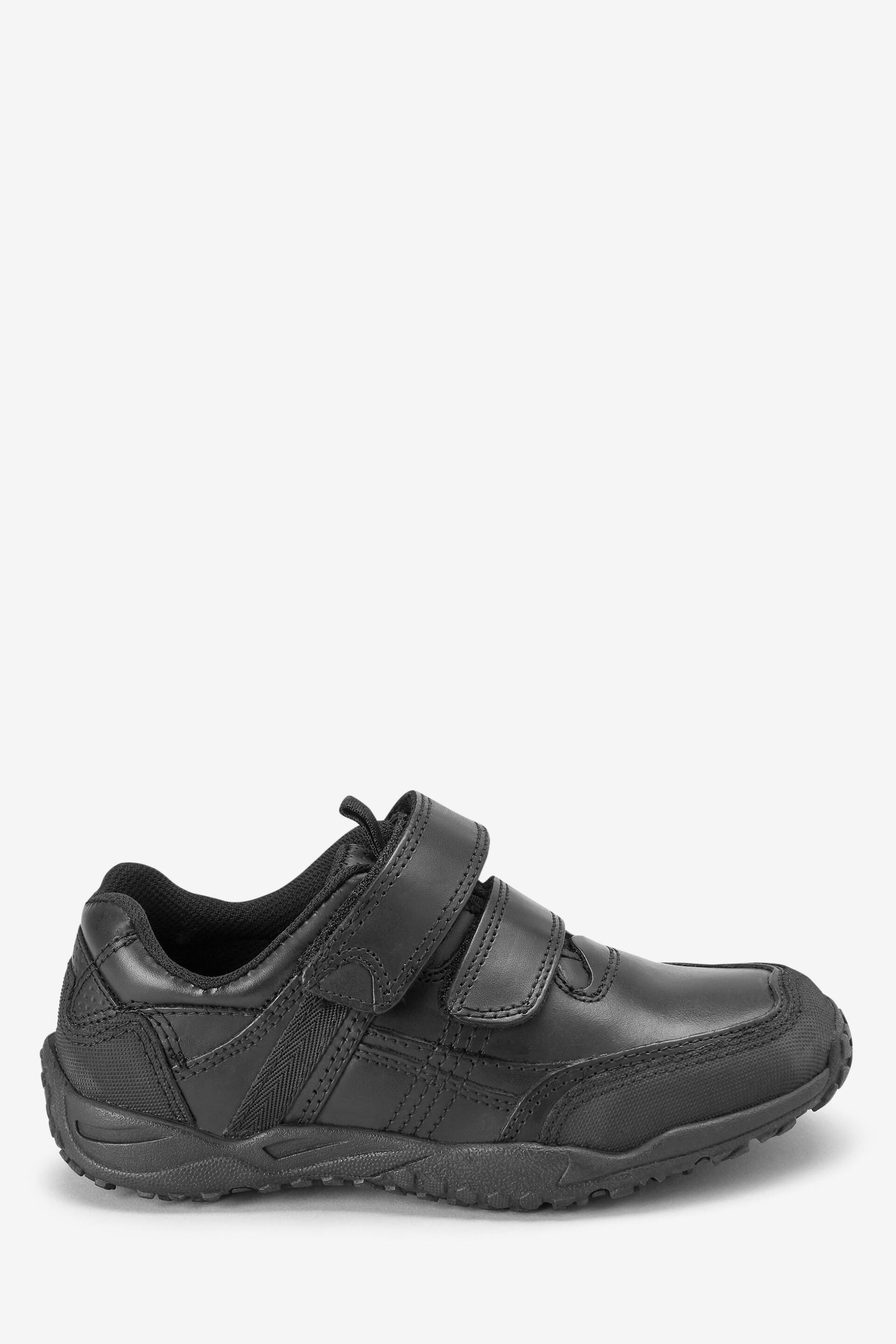 Black Narrow Fit (E) School Leather Double Strap Shoes - Image 1 of 8