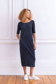 Celtic & Co. Navy Blue Linen/Cotton Button Back Dress - Image 1 of 6