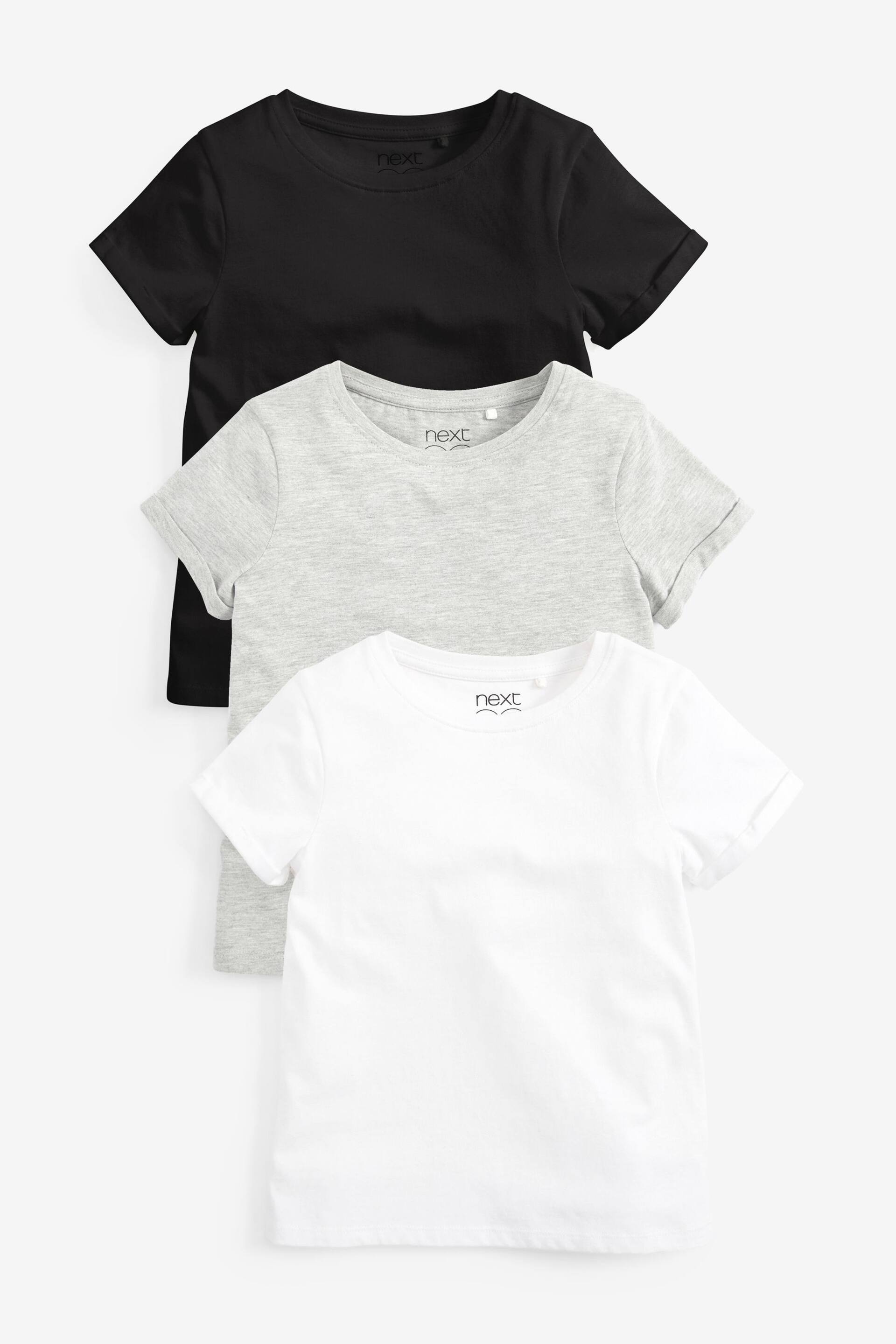 Black/White 3 Pack 3 Pack T-Shirts (3-16yrs) - Image 1 of 10