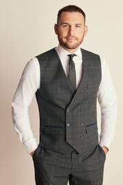 Green Slim Trimmed Check Suit: Waistcoat - Image 1 of 11