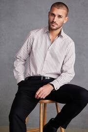 Neutral Brown/White Stripe Signature Trimmed Shirt - Image 1 of 9