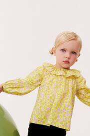 Lime Green Printed Cotton Ruffle Blouse (3mths-7yrs) - Image 1 of 6