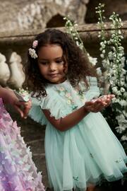 Pale Blue Embroidered Mesh Party Dress (3mths-10yrs) - Image 1 of 8