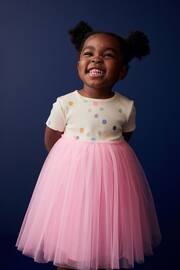 Pink Polka Dot Short Sleeve Tutu Dress (3mths-7yrs) - Image 1 of 9