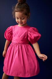 Fuchsia Pink Taffeta Flower Girl Bow Dress (3mths-10yrs) - Image 1 of 7