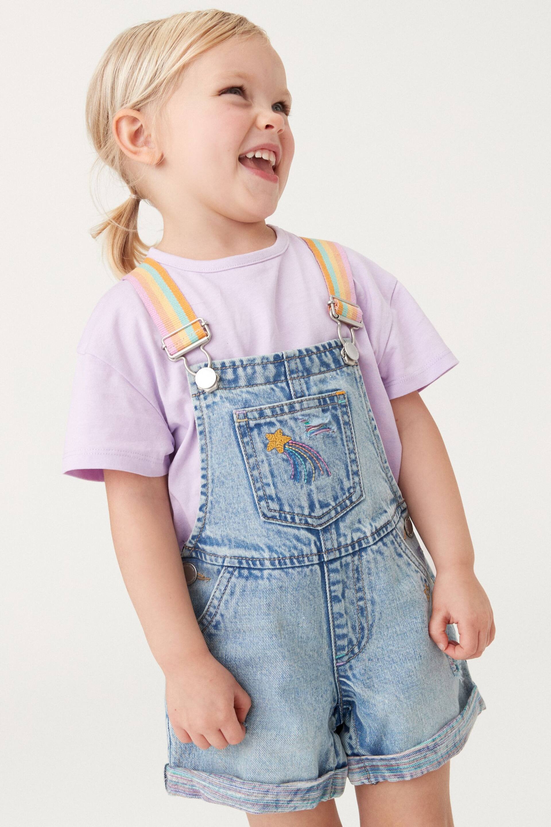 Mid Blue Denim Rainbow Dungarees & T-Shirt Set (3mths-7yrs) - Image 1 of 8