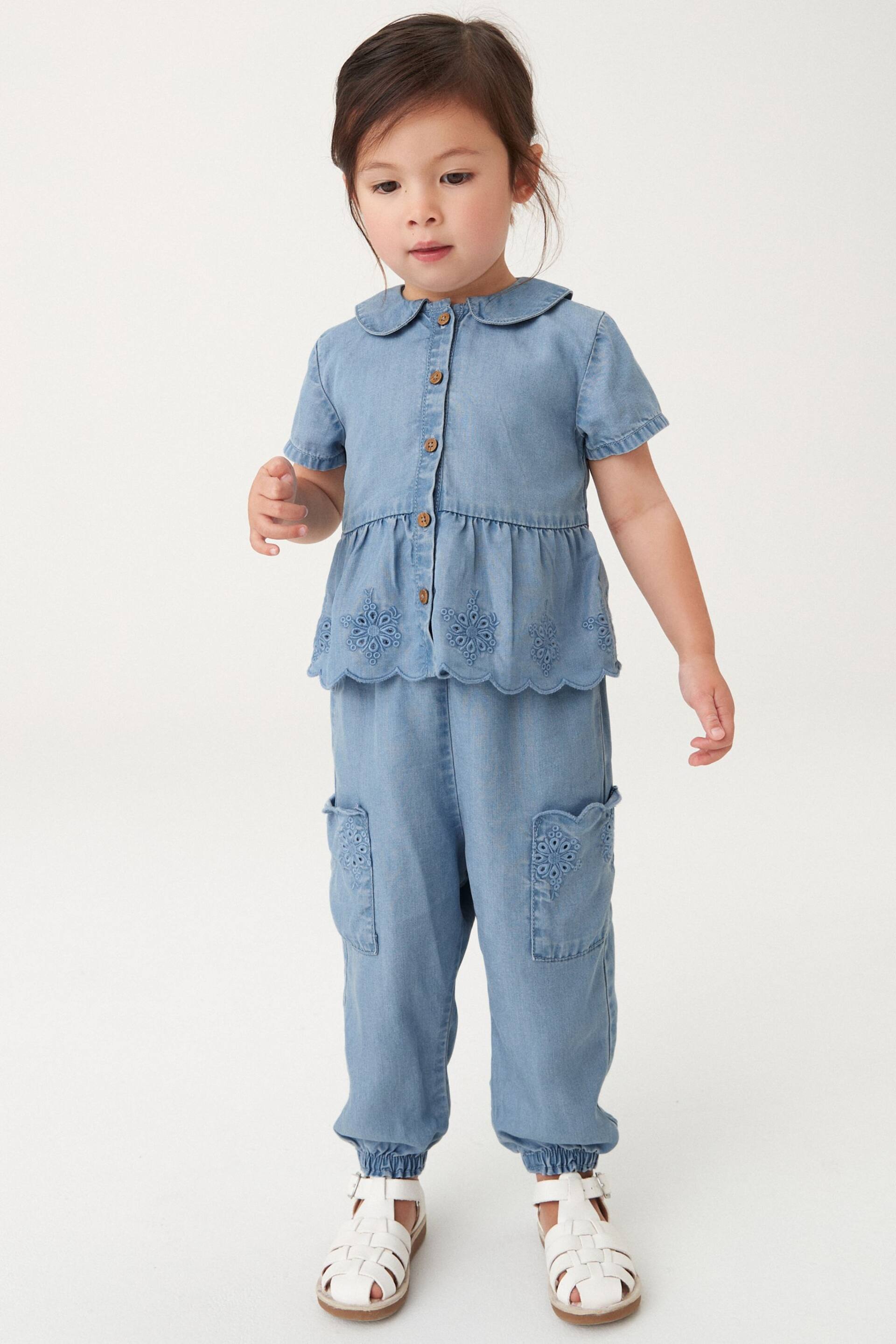 Denim Broderie Shirt and Trousers Set (3mths-7yrs) - Image 1 of 7