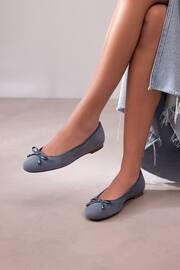 Blue Forever Comfort® Round Toe Leather Ballerina Shoes - Image 1 of 9