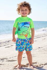 Green Rainbow Shark Sunsafe Top and Shorts Set (3mths-7yrs) - Image 1 of 9