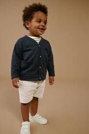 Navy Blue/Stone Brown Jersey Cardigan And Joggers 3 Piece Set (3mths-7yrs) - Image 1 of 12