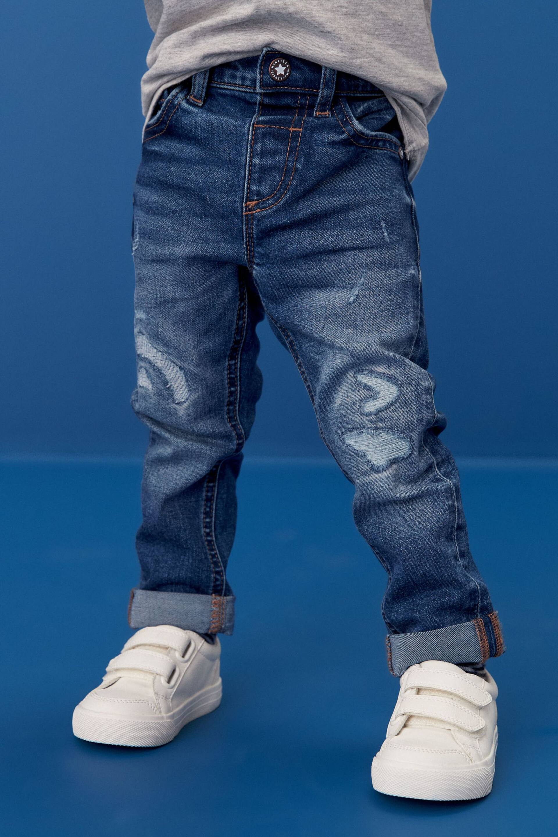 Mid Blue Denim Distressed Jeans (3mths-7yrs) - Image 1 of 8