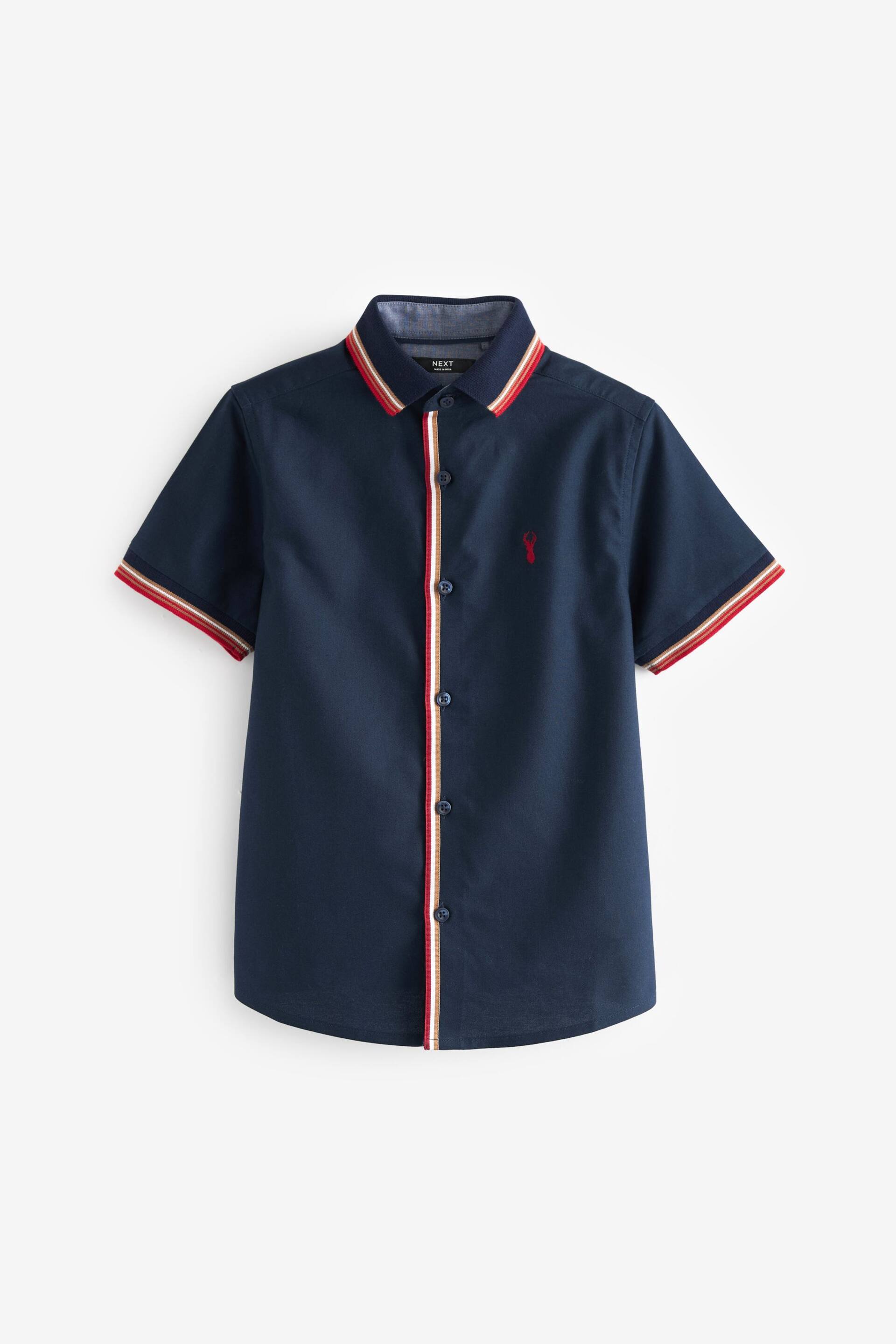 Navy Blue Tipped Collar Shirt (3-16yrs) - Image 1 of 3