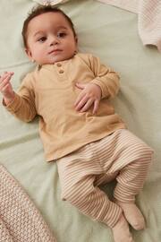 Orange/Sage Green Stripe Baby T-Shirts And Leggings Set 6 Pack - Image 2 of 12