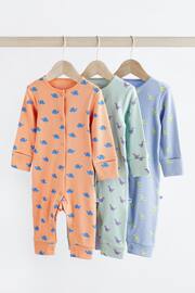 Bright Miniprint Dino Footless Baby Sleepsuit 3 Pack (0mths-3yrs) - Image 1 of 13