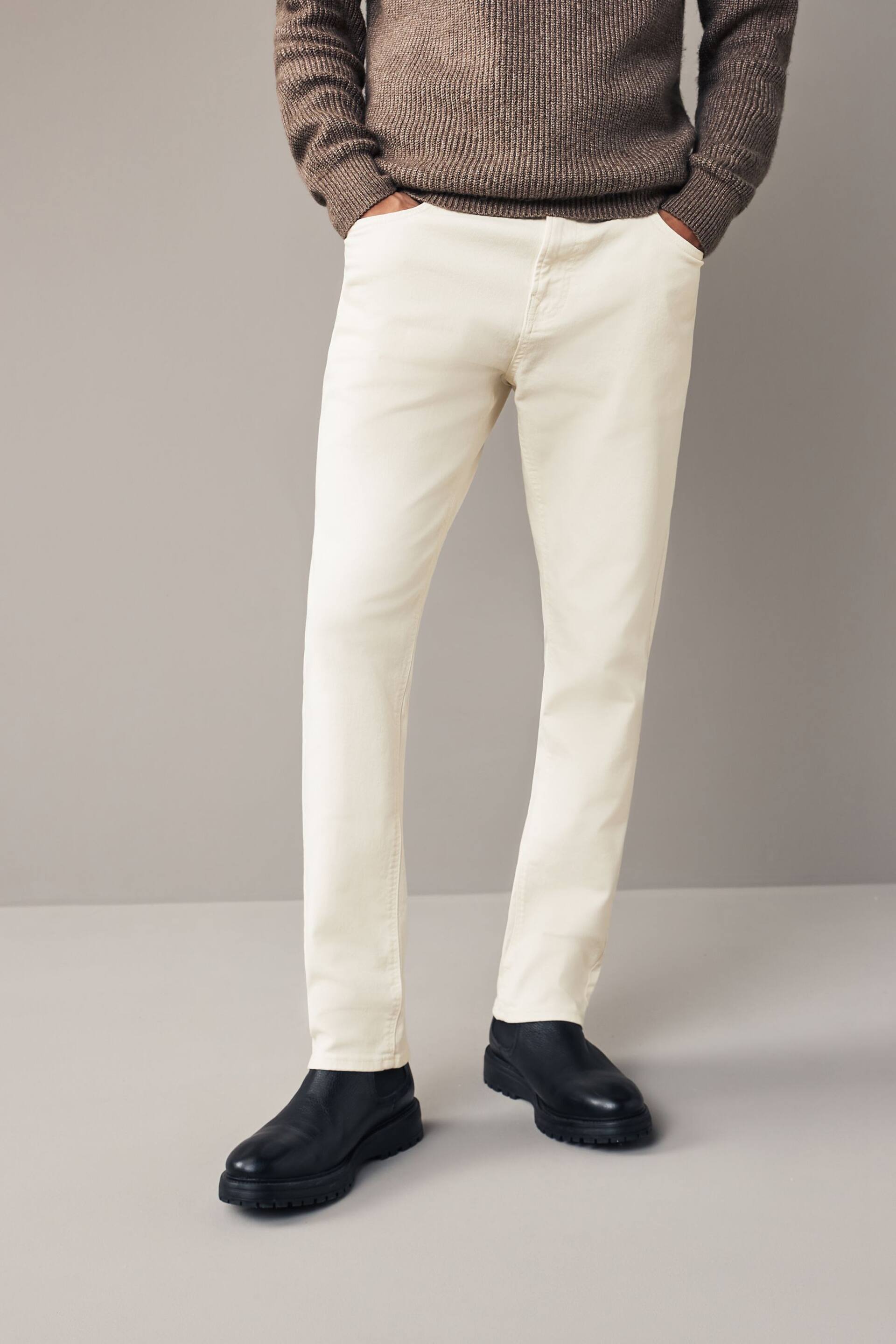 White Ecru Slim Fit Coloured Stretch Jeans - Image 1 of 11