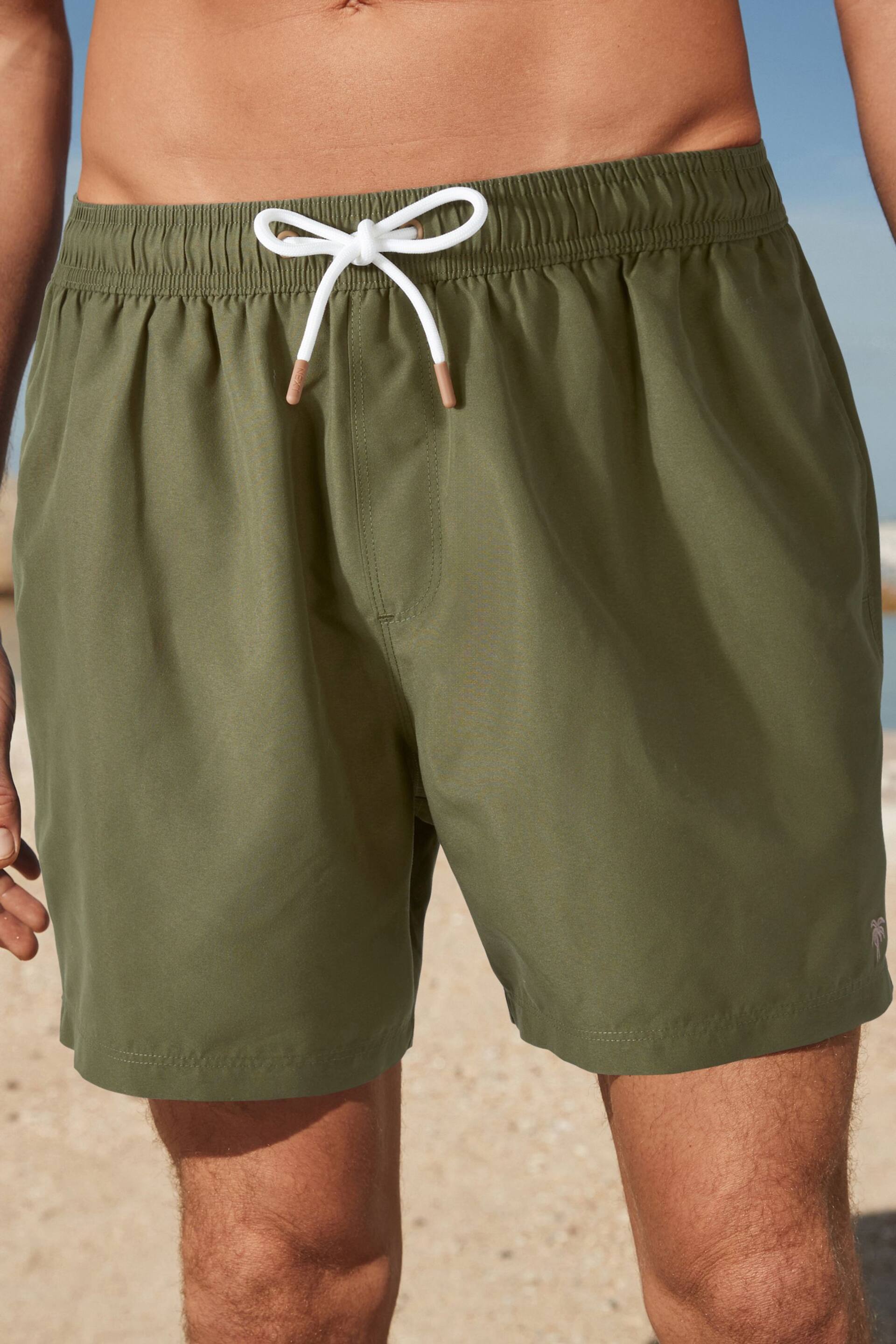 Khaki Green Palm Logo Essential Swim Shorts - Image 1 of 11
