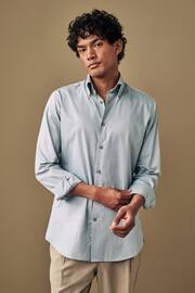 Green Oxford Single Cuff Textured Cotton Shirt - Image 1 of 8