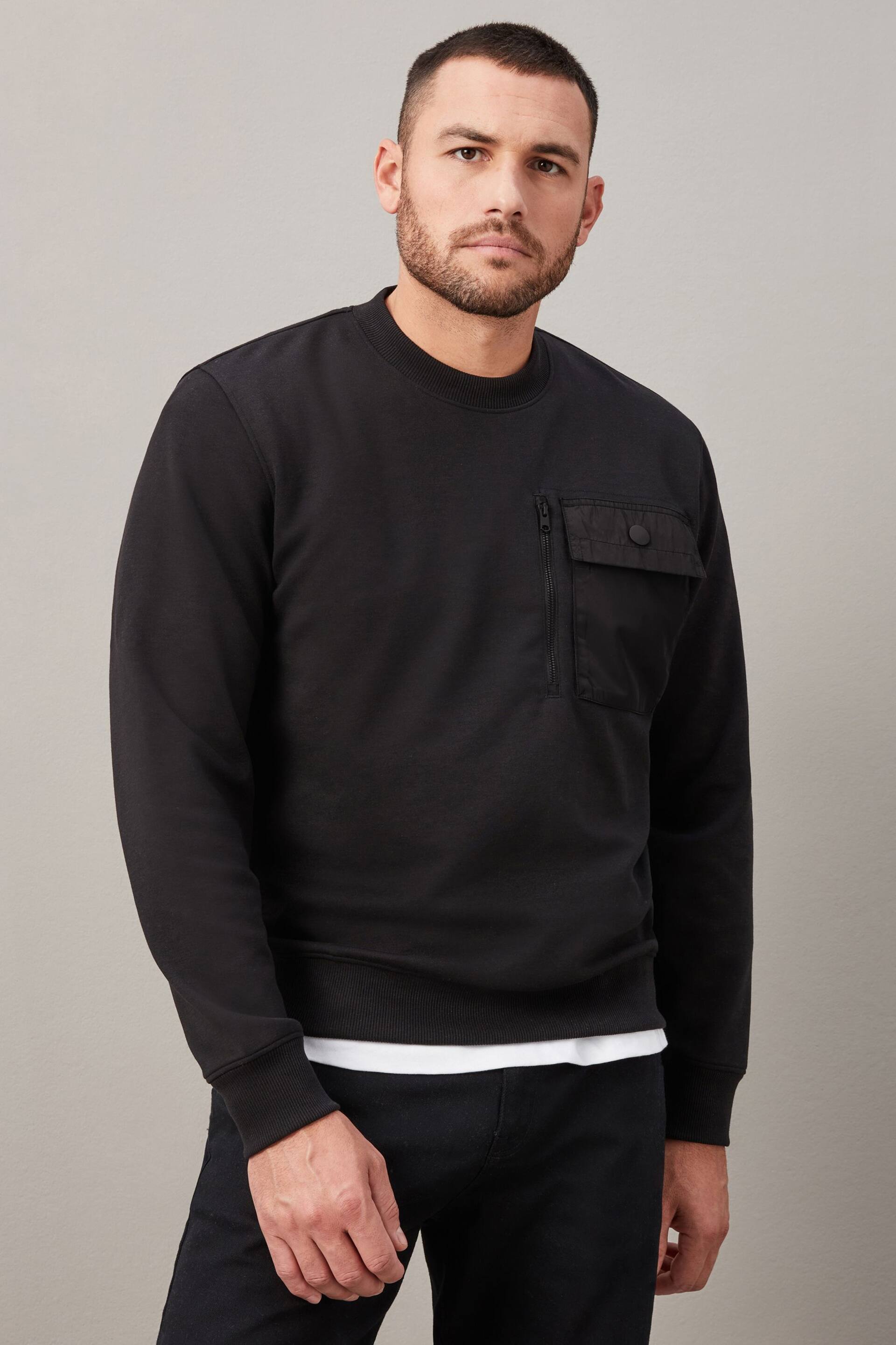 Black Utility Crew Sweatshirt - Image 1 of 8