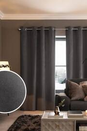 Charcoal Grey Matte Velvet Super Thermal Eyelet Curtains - Image 1 of 6