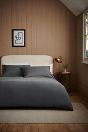 Charcoal Grey 100% Cotton Supersoft Brushed Plain Duvet Cover And Pillowcase Set - Image 1 of 6
