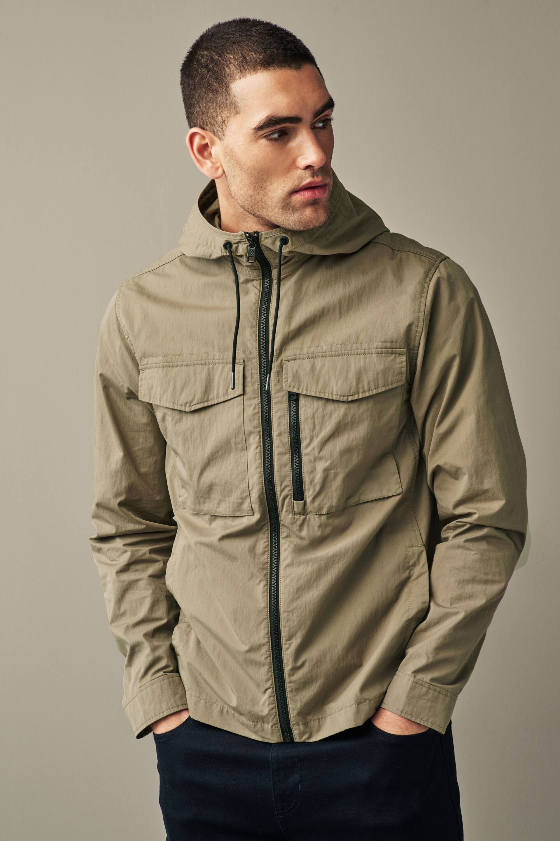 Natural Hooded Utility Shacket - Image 1 of 11