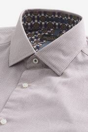 Neutral Brown Regular Fit Double Cuff Signature Textured Trimmed Formal Shirt - Image 1 of 7