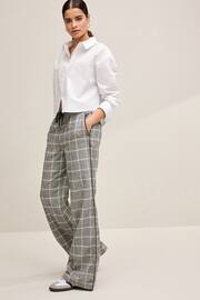 Grey Check Linen Blend Side Stripe Track Trousers - Image 1 of 6