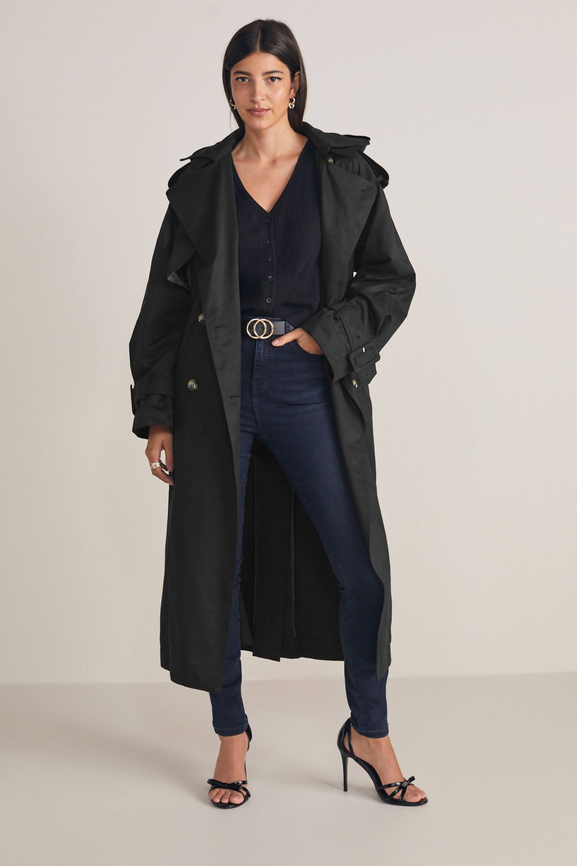 Black Belted Trench Coat - Image 1 of 9