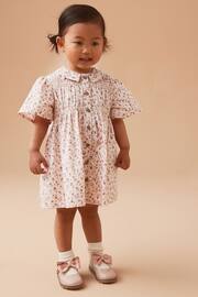 Pink Ditsy Shirred Cotton Dress (3mths-7yrs) - Image 1 of 6