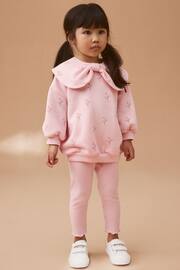 Pink Bow Collar Sweatshirt & Leggings Set (3mths-7yrs) - Image 1 of 7