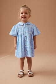 Blue Ditsy Shirred Cotton Dress (3mths-7yrs) - Image 1 of 7