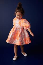 Pink/Orange Floral Jacquard Prom Dress (12mths-10yrs) - Image 1 of 8