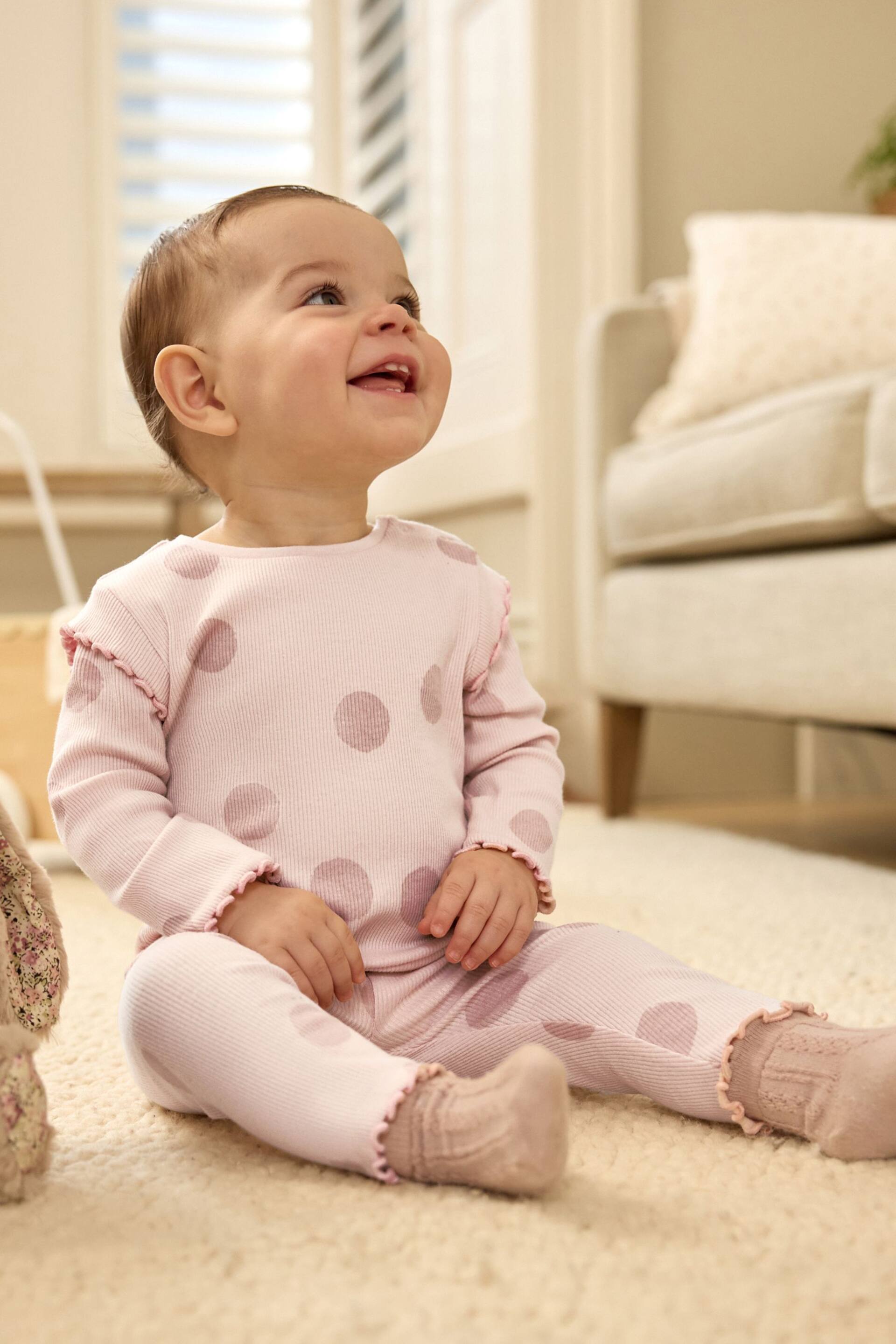 Pink Spot Baby Top And Leggings Set - Image 1 of 6