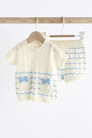 White/Blue Stripe Baby Knitted Top and Shorts Set (0mths-2yrs) - Image 1 of 11