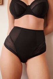 Black High Rise Animal Print Mesh Tummy Control Knickers - Image 1 of 7