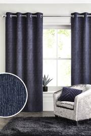 Navy Blue Next Heavyweight Chenille Eyelet Lined Curtains - Image 1 of 6